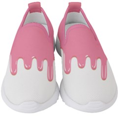 Ice Cream Pink Melting Background Kids  Slip On Sneakers by genx