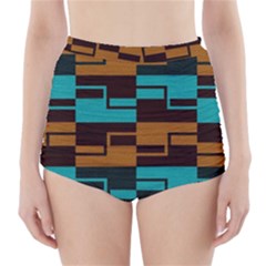 Illusion In Orange & Teal High-waisted Bikini Bottoms by WensdaiAmbrose