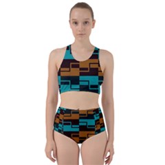 Illusion In Orange & Teal Racer Back Bikini Set by WensdaiAmbrose