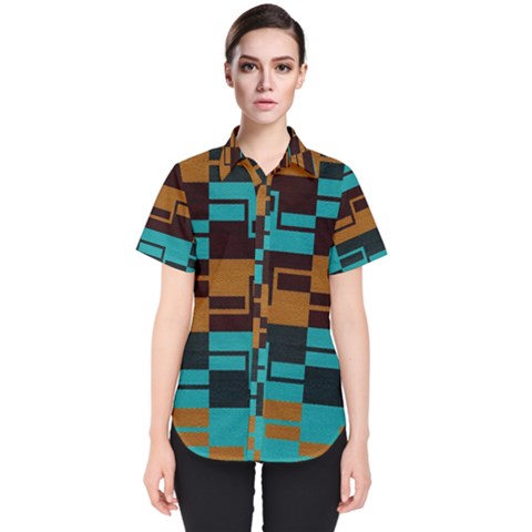 Illusion In Orange & Teal Women s Short Sleeve Shirt by WensdaiAmbrose