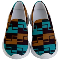 Illusion In Orange & Teal Kids  Lightweight Slip Ons by WensdaiAmbrose