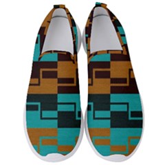 Illusion In Orange & Teal Men s Slip On Sneakers by WensdaiAmbrose