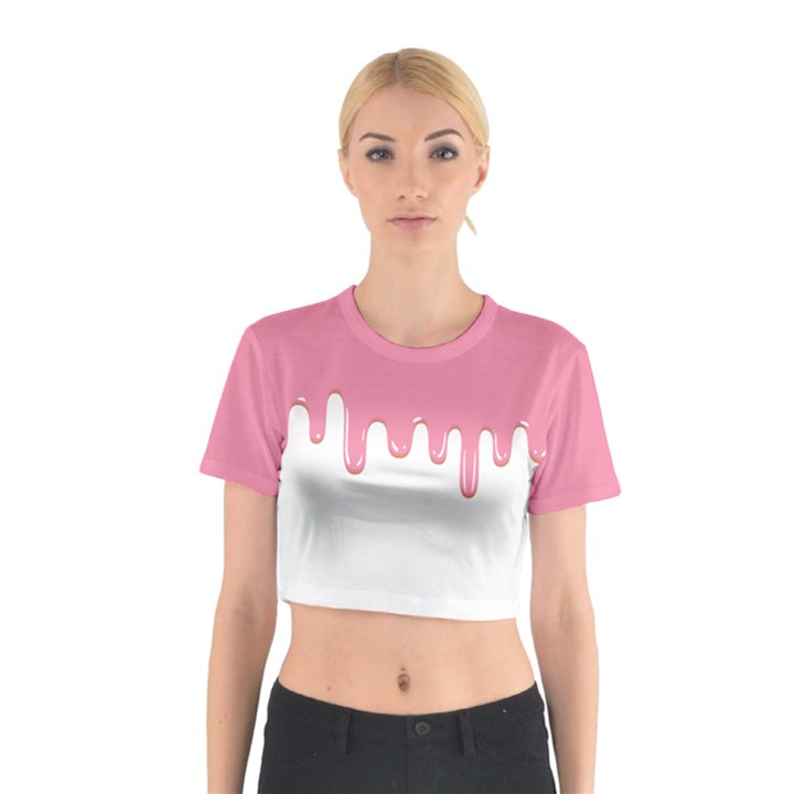 Ice Cream Pink melting background Bubble Gum Cotton Crop Top