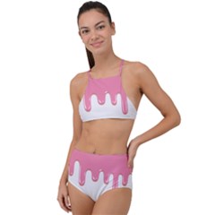 Ice Cream Pink Melting Background Bubble Gum High Waist Tankini Set by genx