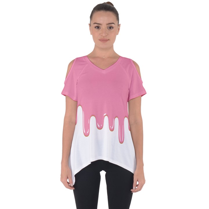 Ice Cream Pink melting background Bubble Gum Cut Out Side Drop Tee