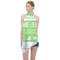 Never Look Back Halter Asymmetric Satin Top by Melcu