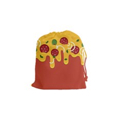 Pizza Topping Funny Modern Yellow Melting Cheese And Pepperonis Drawstring Pouch (small) by genx