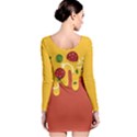 Pizza Topping funny modern yellow melting cheese and pepperonis Long Sleeve Bodycon Dress View2