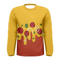 Pizza Topping Funny Modern Yellow Melting Cheese And Pepperonis Men s Long Sleeve Tee by genx