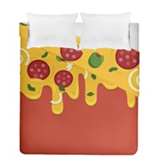 Pizza Topping Funny Modern Yellow Melting Cheese And Pepperonis Duvet Cover Double Side (full/ Double Size) by genx