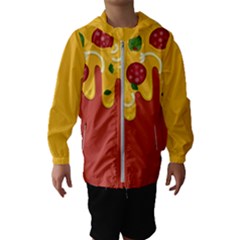 Pizza Topping Funny Modern Yellow Melting Cheese And Pepperonis Kids  Hooded Windbreaker by genx