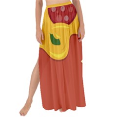 Pizza Topping Funny Modern Yellow Melting Cheese And Pepperonis Maxi Chiffon Tie-up Sarong by genx