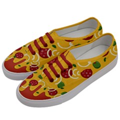 Pizza Topping Funny Modern Yellow Melting Cheese And Pepperonis Men s Classic Low Top Sneakers by genx