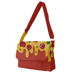 Pizza Topping Funny Modern Yellow Melting Cheese And Pepperonis Full Print Messenger Bag by genx