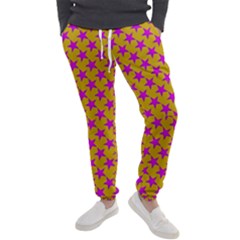 Pink Stars Pattern On Yellow Men s Jogger Sweatpants