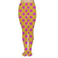 Pink Stars Pattern On Yellow Tights by BrightVibesDesign