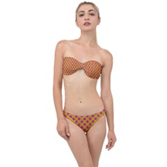 Pink Stars Pattern On Yellow Classic Bandeau Bikini Set