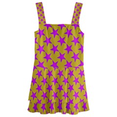 Pink Stars Pattern On Yellow Kids  Layered Skirt Swimsuit