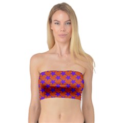 Purple Stars Pattern On Orange Bandeau Top by BrightVibesDesign