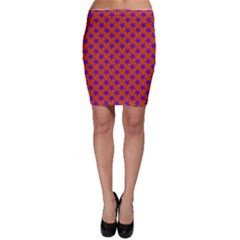 Purple Stars Pattern On Orange Bodycon Skirt by BrightVibesDesign