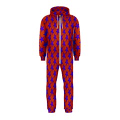 Purple Stars Pattern On Orange Hooded Jumpsuit (kids) by BrightVibesDesign