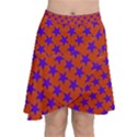 Purple Stars Pattern On Orange Chiffon Wrap Front Skirt View1