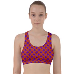 Purple Stars Pattern On Orange Back Weave Sports Bra by BrightVibesDesign