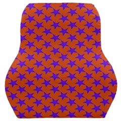 Purple Stars Pattern On Orange Car Seat Back Cushion  by BrightVibesDesign