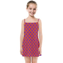 Purple Stars Pattern On Orange Kids  Summer Sun Dress