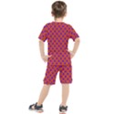 Purple Stars Pattern On Orange Kids  Tee and Shorts Set View2