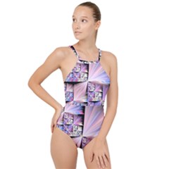 Fractal Art Artwork Digital Art High Neck One Piece Swimsuit