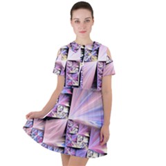 Fractal Art Artwork Digital Art Short Sleeve Shoulder Cut Out Dress 