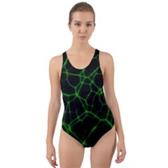 System Web Network Connection Cut-out Back One Piece Swimsuit by Pakrebo