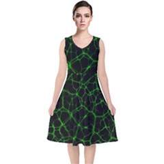 System Web Network Connection V-neck Midi Sleeveless Dress  by Pakrebo