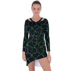 System Web Network Connection Asymmetric Cut-out Shift Dress by Pakrebo