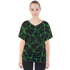 System Web Network Connection V-neck Dolman Drape Top by Pakrebo