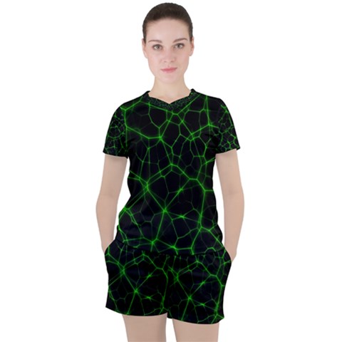 System Web Network Connection Women s Tee And Shorts Set by Pakrebo