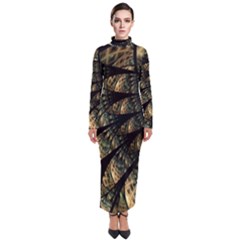 Pattern Abstract Fractals Turtleneck Maxi Dress