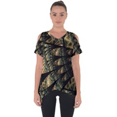 Pattern Abstract Fractals Cut Out Side Drop Tee by Pakrebo