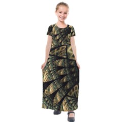 Pattern Abstract Fractals Kids  Short Sleeve Maxi Dress