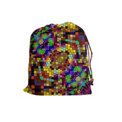 Color Mosaic Background Wall Drawstring Pouch (large) by Pakrebo