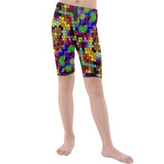 Color Mosaic Background Wall Kids  Mid Length Swim Shorts by Pakrebo