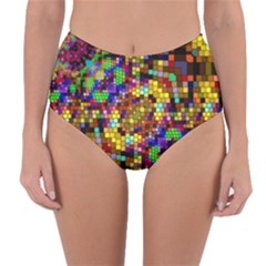 Color Mosaic Background Wall Reversible High-waist Bikini Bottoms by Pakrebo