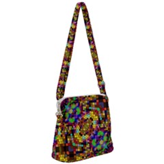 Color Mosaic Background Wall Zipper Messenger Bag by Pakrebo