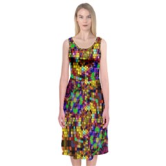 Color Mosaic Background Wall Midi Sleeveless Dress by Pakrebo