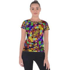 Color Mosaic Background Wall Short Sleeve Sports Top  by Pakrebo