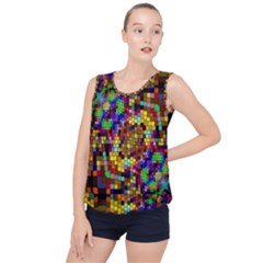 Color Mosaic Background Wall Bubble Hem Chiffon Tank Top by Pakrebo