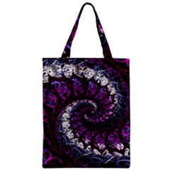 Fractal Background Swirl Art Skull Zipper Classic Tote Bag by Pakrebo