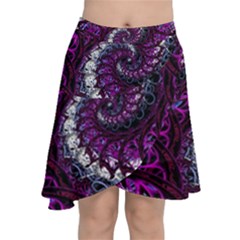 Fractal Background Swirl Art Skull Chiffon Wrap Front Skirt by Pakrebo