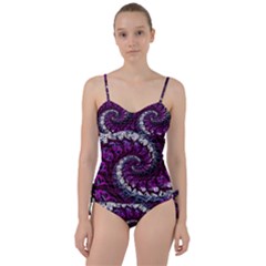 Fractal Background Swirl Art Skull Sweetheart Tankini Set by Pakrebo